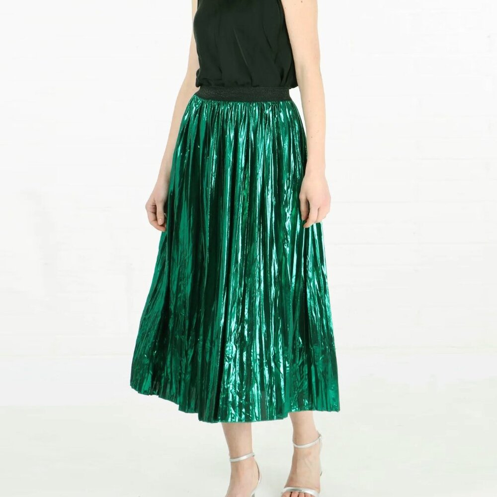 NWOT Runway Paris Metallic Midi Skirt